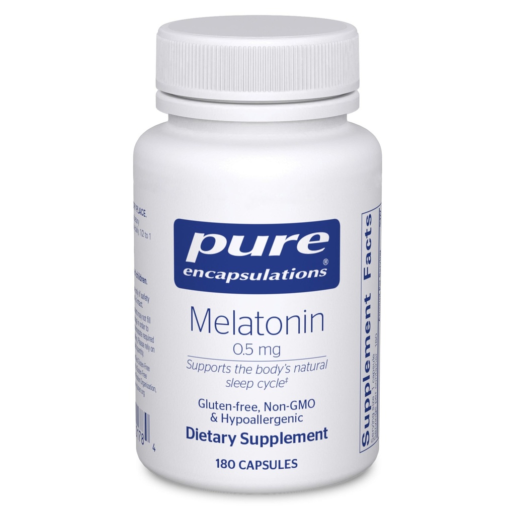 Rena inkapslingar Melatonin 0,5 mg - Naturlig sömnhjälpmedel för sänggåendet - reglerar sömnvakcykel - 0,5 mg Melatonin - Vegan & Non-GMO - 180 kapslar