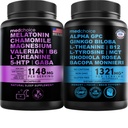 MEDCHOICE Sleep Melatonin (90ct) och Nootropic Brain (60ct) Supplement Bundle - Wellness Duo för sömn, hjärna, fokus och humörstöd - Vegan, icke-GMO, Gluten-Free