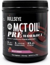 Bullseye MCT Oil Pre Workout Supplement - Kreatin Monohydrat, Medium Chain Triglycerides, Beta Alanine, koffein, L-Citrulline, Muscle Gainer, Focus, Endurance, Energy -20 Servings - Wild Berry