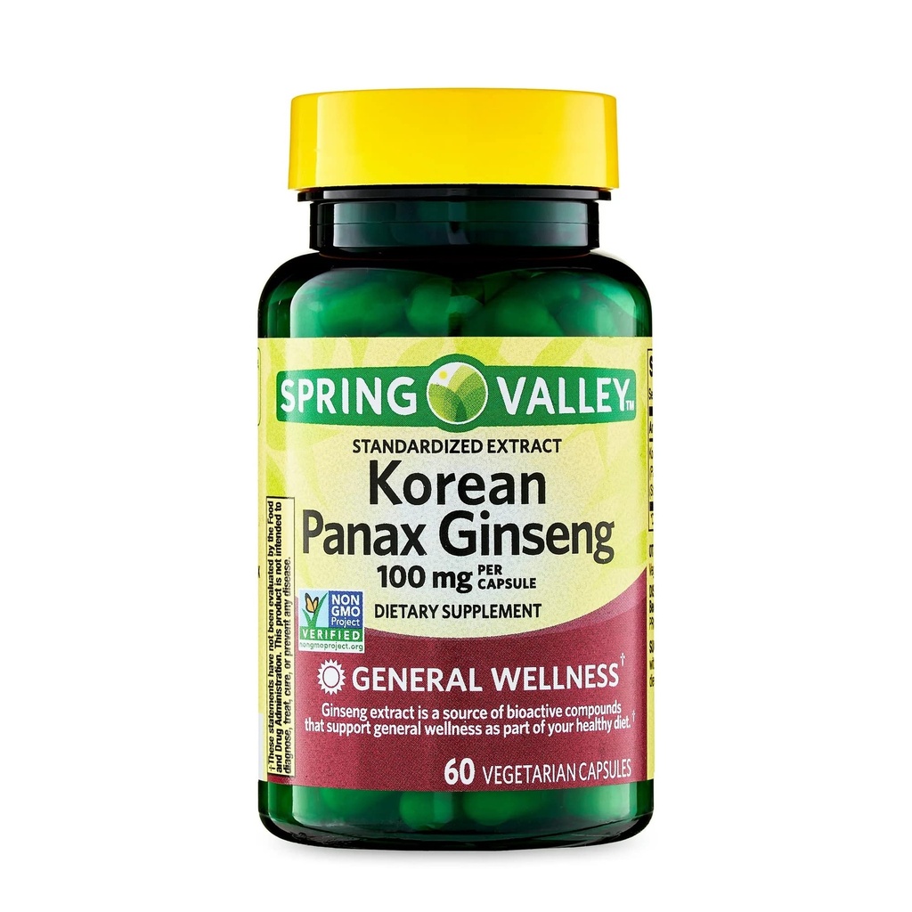 Konvergens koreanska Panax Ginseng Vegetariska kapslar, 100 mg, 60 greve