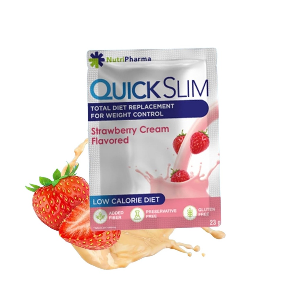 Snabb Slim High Protein Viktminskning Shakes för kvinnor och män, komplett måltidsbytespulver, låg Carb Diet Shakes, Intermittent Fasting, Keto, Gluten Free (1 servering, jordgubbskräm)