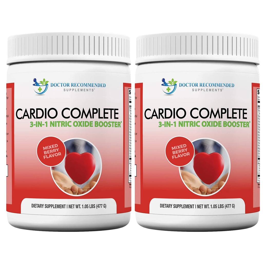 Cardio Complete - Heart Health Support Powder Supplement - 3-i-1 Nitric Oxide Booster med 5 000 L-arginin, 1000mg L-Citrulline och Hawthorn Berry, 2 Pack