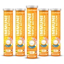 Nutrazul Immun Triple Action Effervescent Tablets med vitamin C 1000mg, Vitamin D, Zink, Support Daily Routine, Gluten-Free, Sugar-Free, Lactose-Free, Orange Flavor, 20 tabletter (Pack av 5x20)