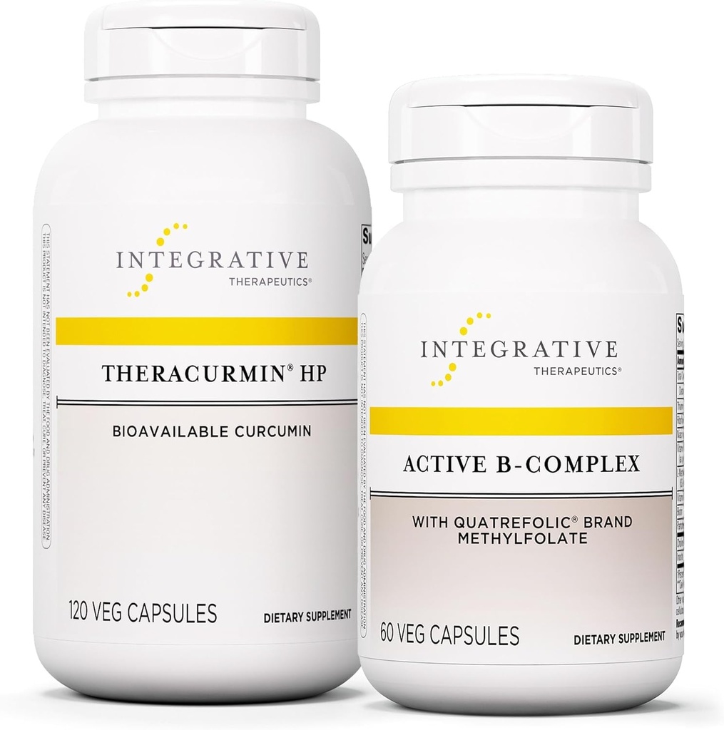 Integrativ terapeutik Bundle med aktiv B-komplex, 60 kapslar och Theracurmin HP, 120 kapslar - Aktiv B-komplex för att stödja energimetabolism * - Theracurmin som är 27x mer biotillgänglig *