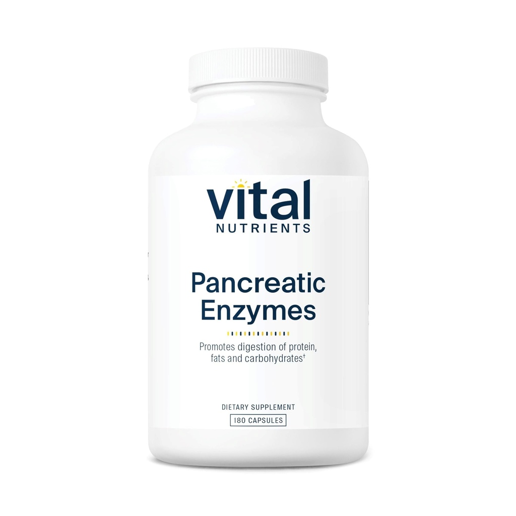 Vital Nutrients Pancreatic Enzymes 1000mg (Full Strength) | Pancreatin Digestion Supplement med Protease, Amylase & Lipase | Digestive Enzymes | Gluten, Dairy och Soy Free | 180 kapslar