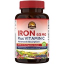 Vitalitown järntillskott för kvinnor män, Hign Potency 65mg järn med vitamin C 250mg, mindre förstoppande, bättre för blodbyggnad och energiförbättring, ingen gluten, icke-GMO 60 Vegan järnpiller