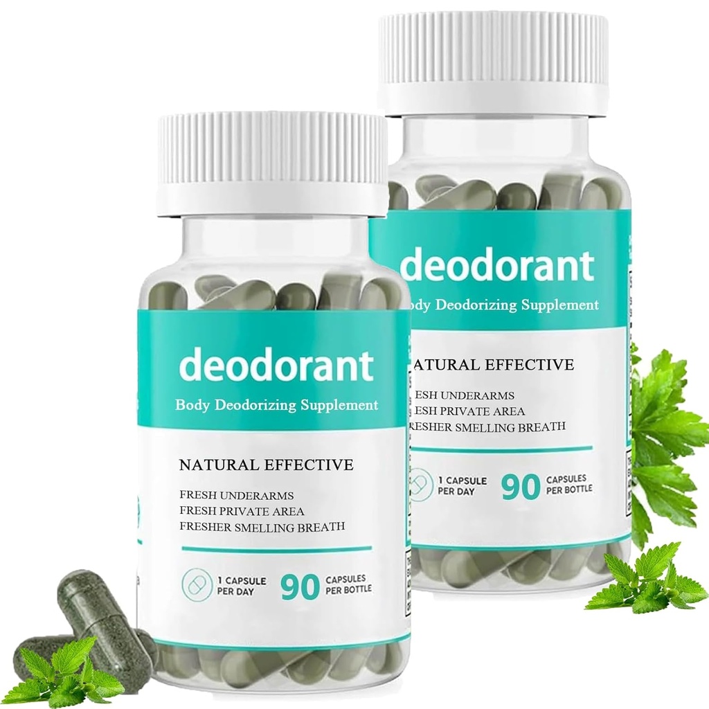 Body Deodorizing Supplement,Body Deodorizing Capsules,Body Deodorant Capsules för Detox, Digestion, Gut Health, Skin Support 90 Capsules (2)