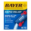 Bayer Rapid Relief Powder Packs med Aspirin & koffein, upplösbar snabbverkande smärtlindring för huvudvärk, muskel- och kroppssmärta, Raspberry Flavor (Packaging kan variera), Pack på 3 x 10 Count