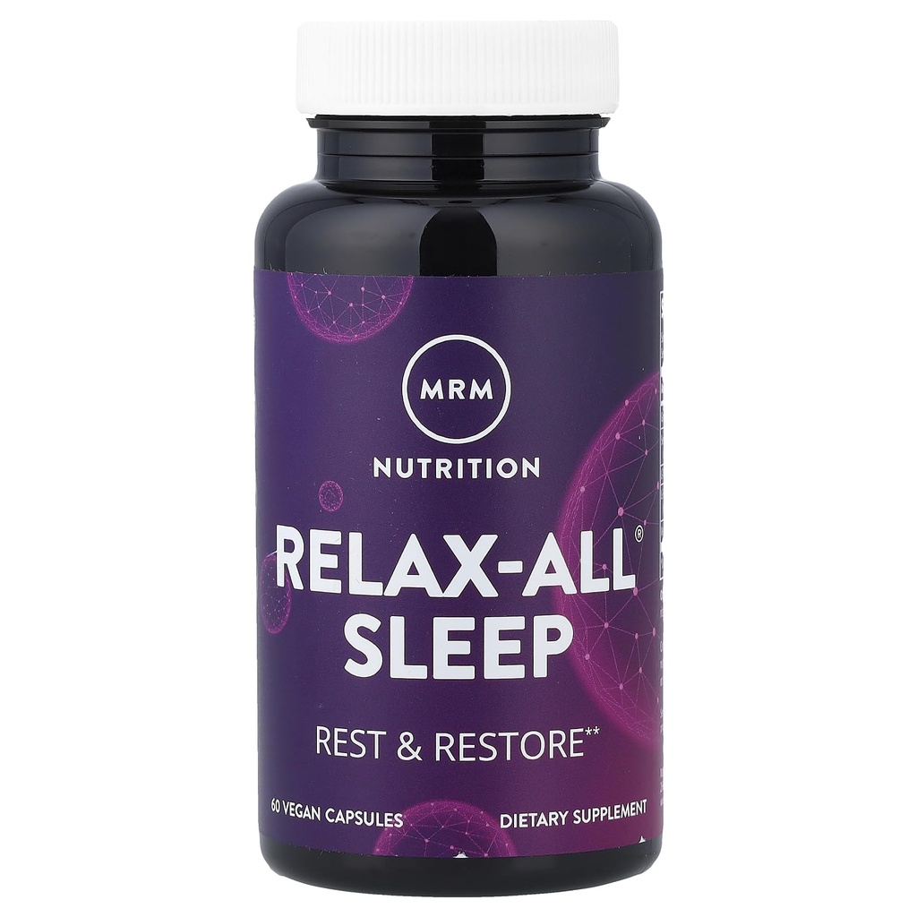 MRM Nutrition Relax-All ® Sleep | Hjälper dig att somna | Restful + Restorative Sleep | med Melatonin + Ashwagandha | God nattsömn utan att känna sig groggy | Vegan + Gluten Free | 30 portioner