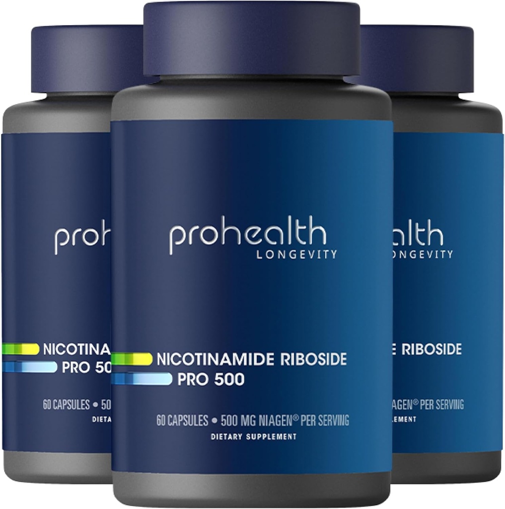ProHealth Nicotinamide Riboside Pro 500. Patented NR Niagen 500mg Plus 250mg TMG. NAD+ Supplement Boosts NAD+. NR Supplement Proven in 300 Studies. 30 Servings (3 Pack)