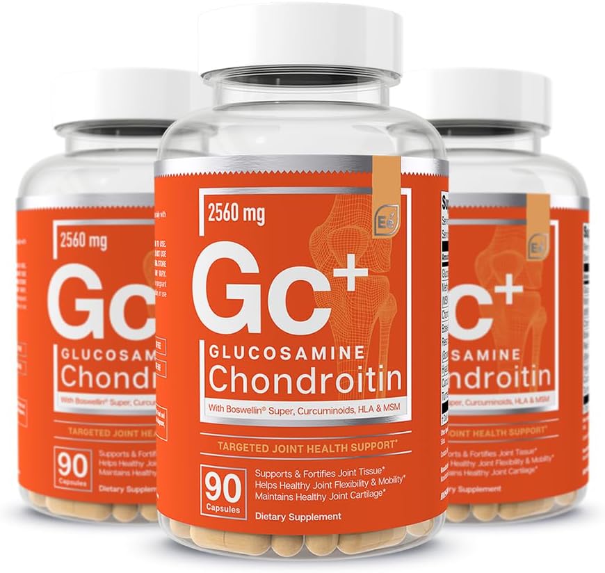 Viktiga element Glukosamin Chondroitin MSM Boswellia Serrata Hyaluronic Acid Supplement Joint Support Antioxidant Supplement för flexibilitet - 270 kapslar (3 Pack)