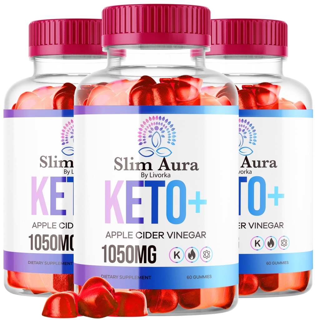 (3 Pack) Slim Aura Keto ACV Gummies - Officiell Slim Aura Keto Plus Apple Cider Vinegar 1050MG Advanced Formel Gummys, All Natural Premium Formel, Slimaura Gomitas Reviews, 300 Gummies för 5 månader
