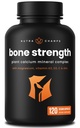 Kalciumtillskott för benstyrka | Plant Calcium Citrate + Vitamin D3, K2, Magnesium, Zink, kalium, Boron & Strontium | Premium Extra Strength Bone Health & Density Complex | 120 Vegan kapslar