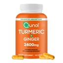 Qunol Turmeric Curcumin med Black Pepper & Ginger, 2400mg Turmeric Extract med 95% Curcuminoids, Extra Strength Supplement, Förbättrad Absorption, Joint Support Supplement, 105 Räkna