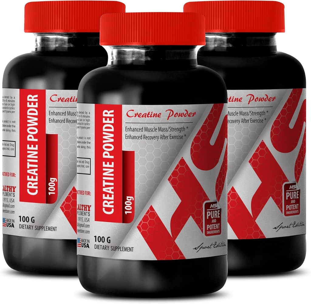 Kroppsbyggare för män - KREATIN Powder 100G - Kreatin Bulk - 3 flaska (pulver)
