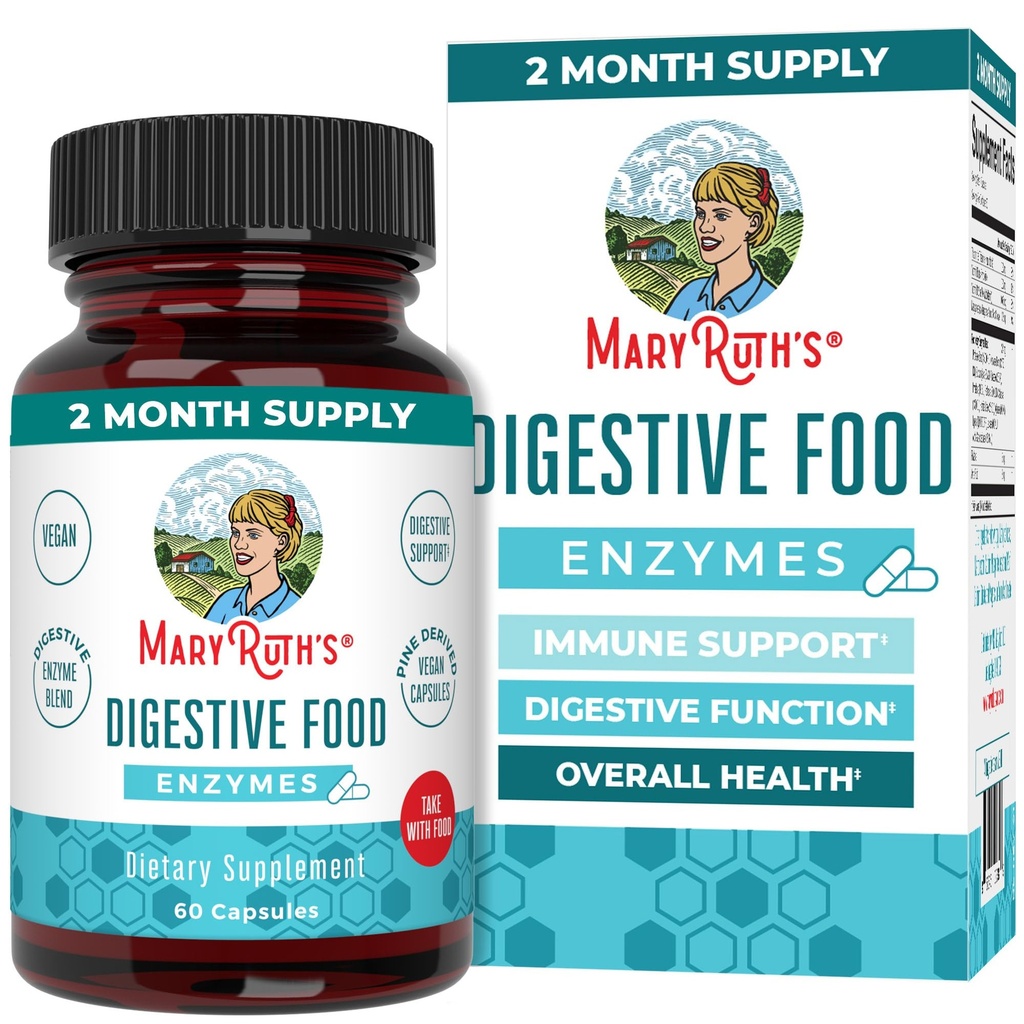 MaryRuth Organics Digestive Enzymes | Upp till 2 månaders leverans | Vegan Digestive Health Aid och Gut Health Enzyme Complex | Över 12 Enzymer | Vitaminer B6 & B12