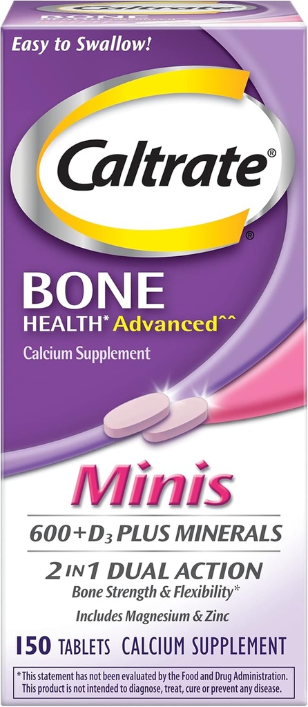 Caltrate Calcium & Vitamin D3 Supplement Plus Minerals Mini tabletter, 150 ea (Pack of 4)