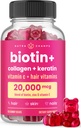 NutraChamps Hair Skin & Nails Gummies | Biotin med Collagen & Keratin | 5000mcg Biotin Beauty Complex | Vitamin Supplement för kvinnor och män | Berry | Hälsosamt hår, Radiant Skin & Strong Nails