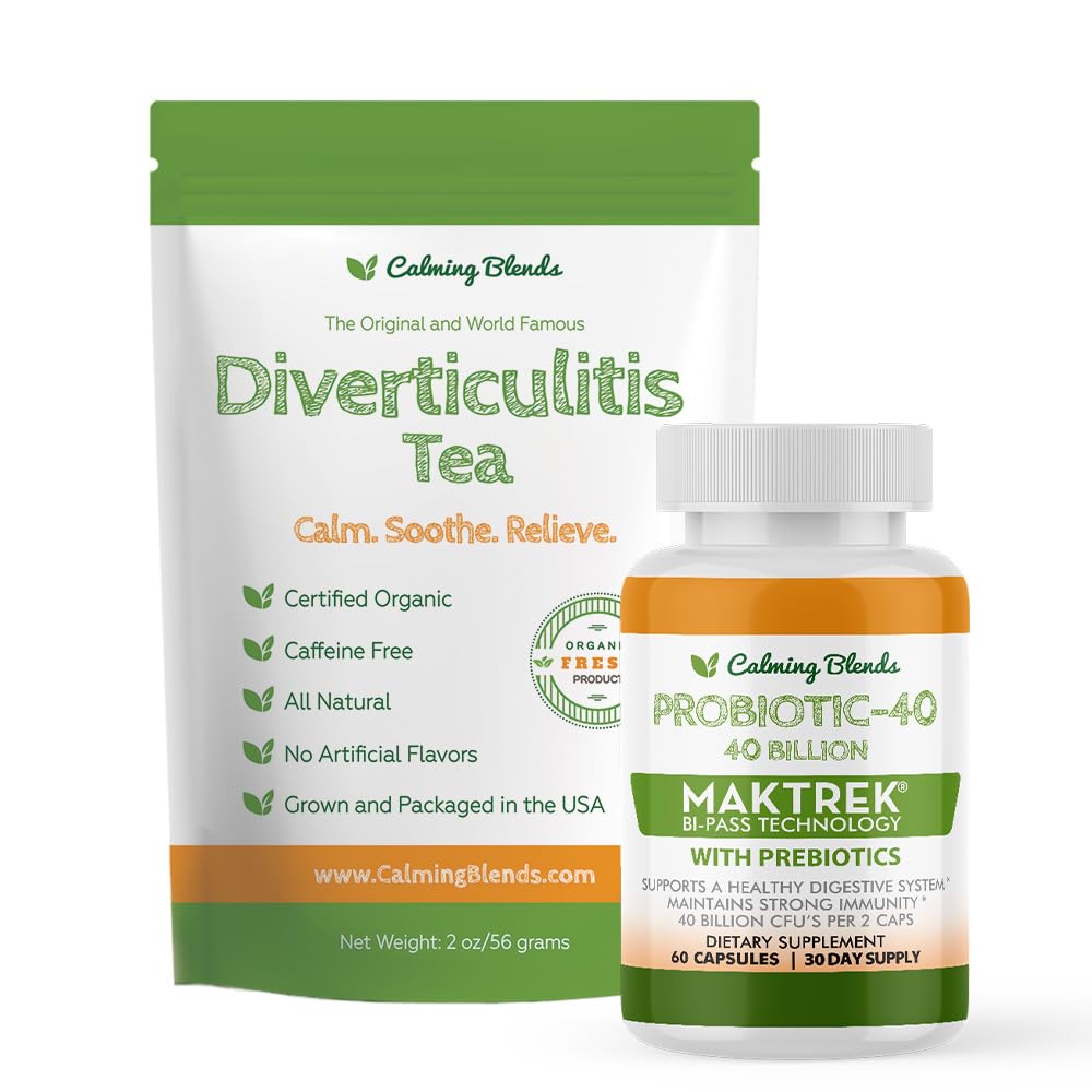 Digestive Support Tea & Probiotic Supplement (40 miljarder CFU, 60 kapslar) | Herbal Tea och Probiotisk Duo för Digestive Comfort & Gut Health