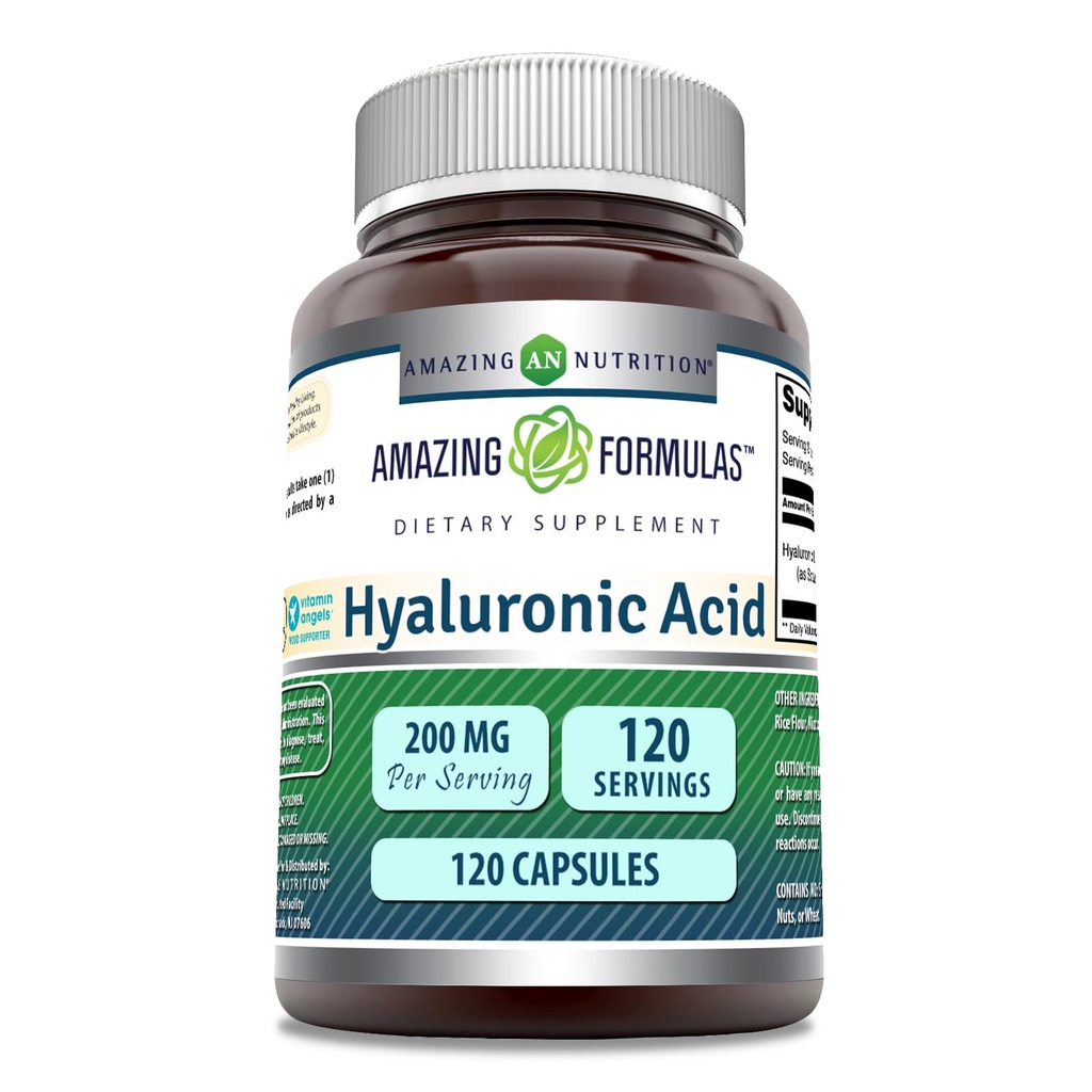 Fantastiska formler Hyaluronsyra Supplement | 200 Mg Per Servering | 120 kapslar | Icke-GMO | Glutenfri | Tillverkad i USA