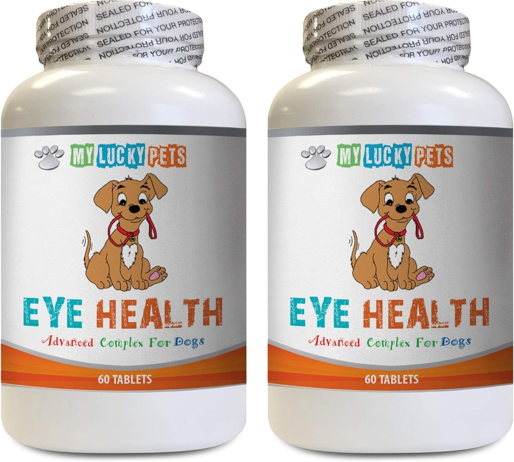 Hund Eye Supplement - Hund Eye Health - Avancerad formel - Fördelar Vision - Immun Support - Hund Vitamin Hjärta - 2 flaskor (120 Behandlingar)