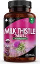 New Leaf Products Milk Thistle 1000mg Tablets (4 Month Supply) High Strength 2000mg 80% Silymarin, Vegan tabletter, GMO-Free, Gluten-Free 120 tabletter