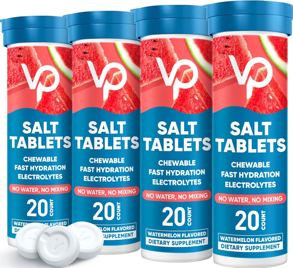 Venture Pal Chewable Electrolyte Tablets, 80 greve Fast-Dissolve Sugar-Free Stick Salt Tablets - Variety Pack för Rapid Hydration, Outdoor Running, Hiking, Sports | Keto & Vegan Friendly