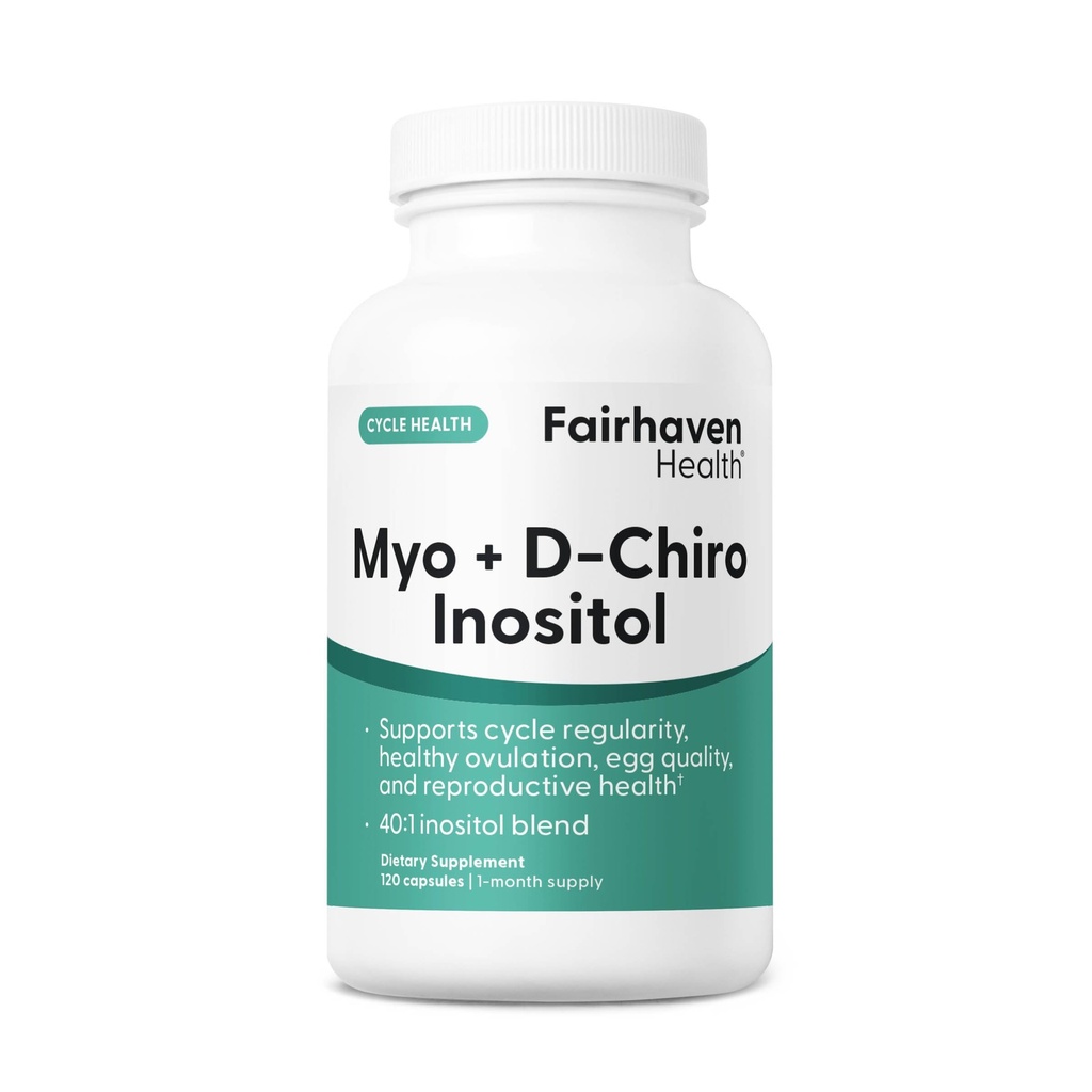 Fairhaven Health Myo-Inositol och D-Chiro Inositol Supplement för kvinnor | 40:1 Ratio | Kvinnlig fertilitet Supplement för kvinnor och hormonbalans * | Vegan | 120 Myo & D-Chiro Inositol Capsules