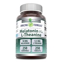 Fantastiska formler Melatonin Plus L-Theanin 10 mg tabletter tillskott | Icke-GMO | Glutenfri | Tillverkad i USA (10 mg, 250, greve)