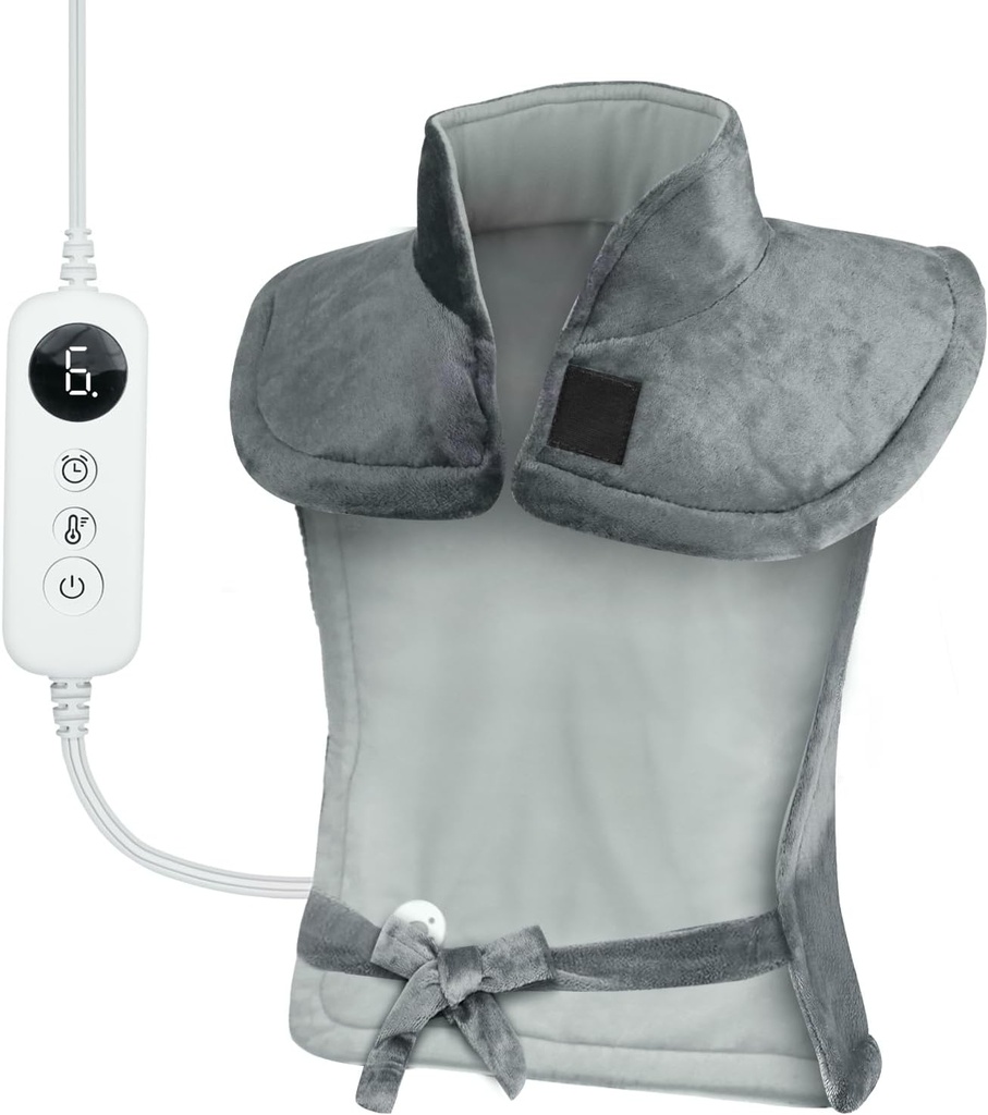 Värme Pad för Back Pain Relief Weighted Heating Pad for Neck and Shoulder Cramps 6 Heat Settings 6 Timers Auto Off Birthday Gifts for Women Men Mom Dad ETL Certified Gray