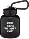 OnMyWhey - Protein Powder & Supplement Funnel Keychain, Portable To-Go Container för gym, träning, fitness och resor - TSA Godkänd, där det finns en vilja Det finns en Whey