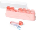 Weekly Pill Organizer 1 gång om dagen, KOVIU Removable Pill Box 7 Day, Portable Travel Pill Case, Once Daily Medication Container Holder, Week Pillbox Dispenser for Vitamin Medicine Supplement, Pink