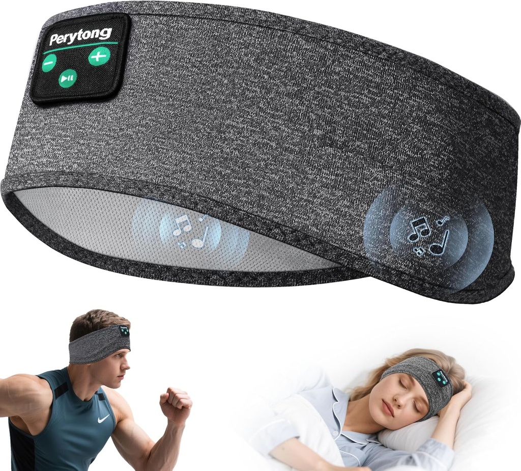 Perytong Sleep Headphones, Bluetooth Sports Headband Headphones med Ultra-Thin HD Stereo högtalare Perfekt för att sova, träning, yoga, yoga, sömnlöshet, flygresor, meditation