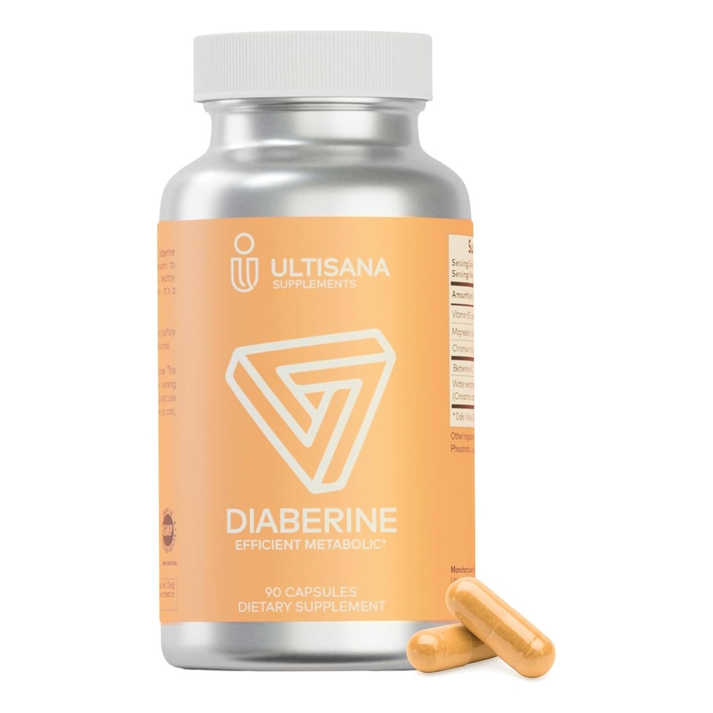 Diaberine Berberine HCL Supplement | Stöder hjärthälsa, energiökning, metabolism och immunfunktioner | Berberine 500mg med vitamin B12, Magnesium och krom | Non-GMO & Vegan, 90 greve