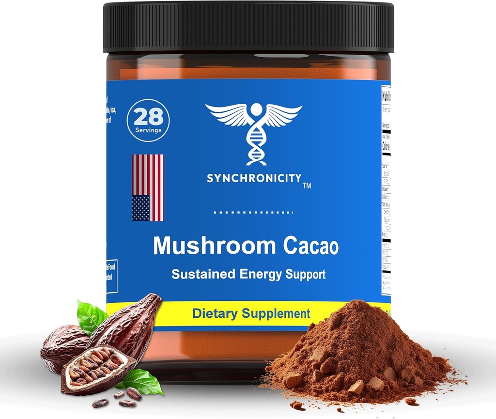 Mushroom Cacao Adaptogen Energy & Focus Drink Powder Supplement. Potent 8:1 Lions Mane, Cordyceps & 3 Cocoa/Cacao Extract Blend från Yale DRS. Alla naturliga kaffe Alt Nootropic & Nutrient Superfood