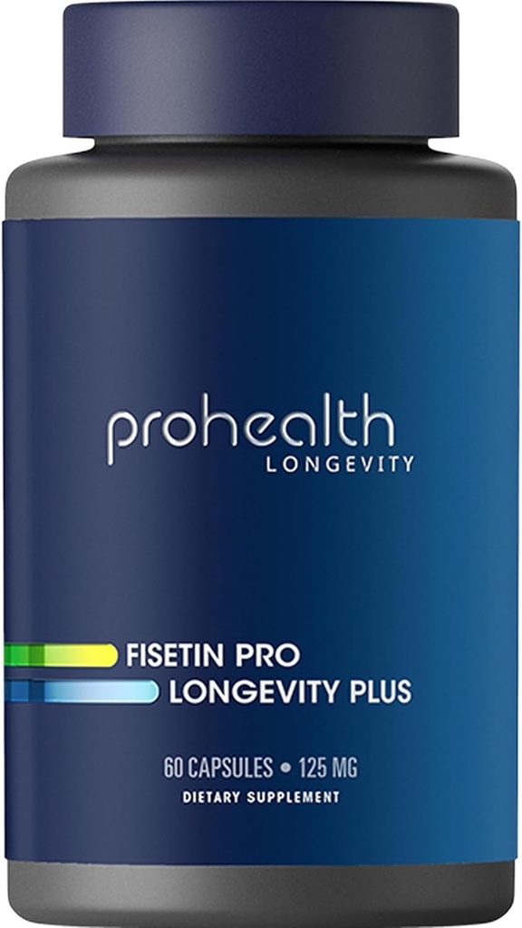 ProHealth Fisetin Supplements-15X Bättre Absorption från Polyphenol Blend + MCT Oil. 3rd Party Tested Pure. USA Tillverkad. Kraftfull antioxidant + senolytisk. Fisetin Supplement 125mg X 60 portioner