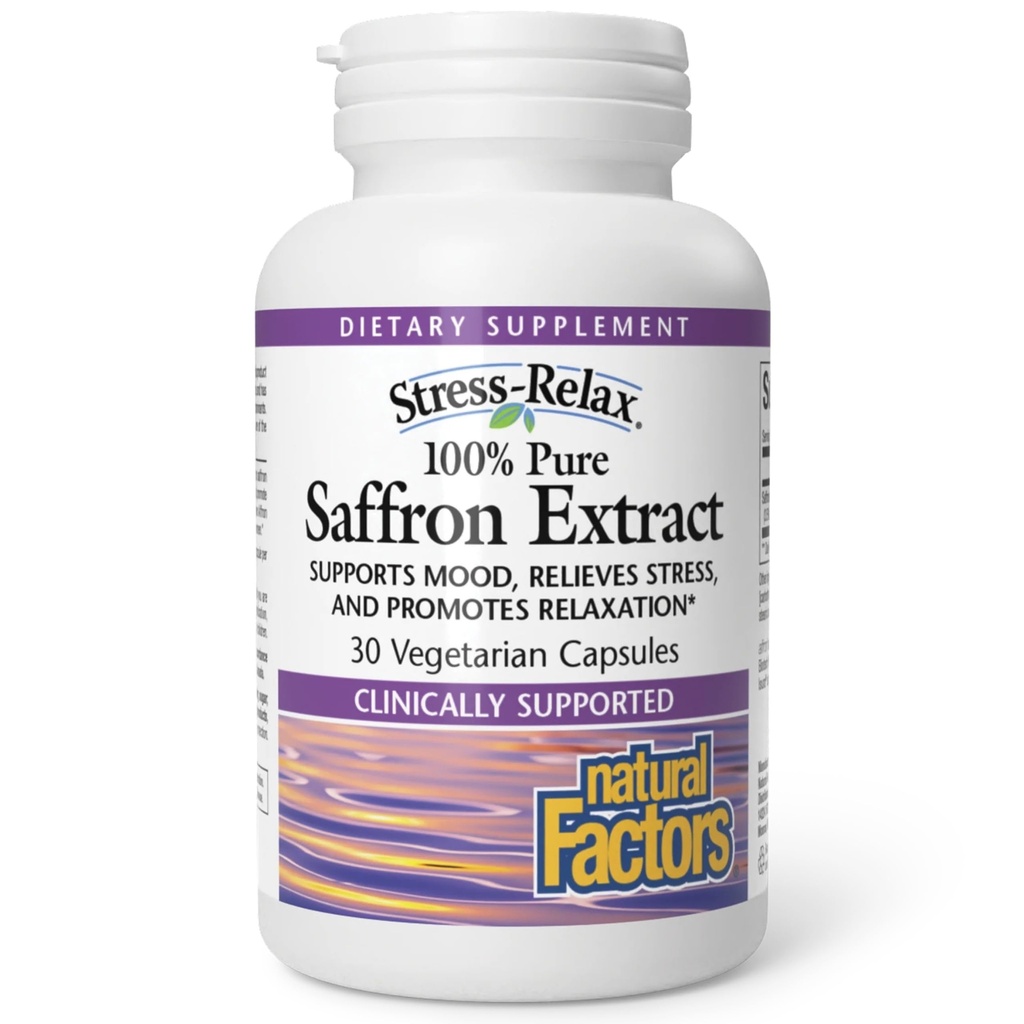 Naturliga faktorer Stress-Relax Affron Saffron Extract 28 mg, 30 vegetariska kapslar