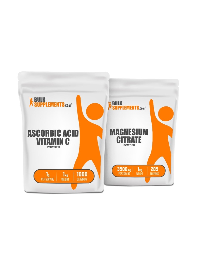 Askorbinsyra (Vitamin C) 1kg + Magnesiumcitrat 1kg Bundle