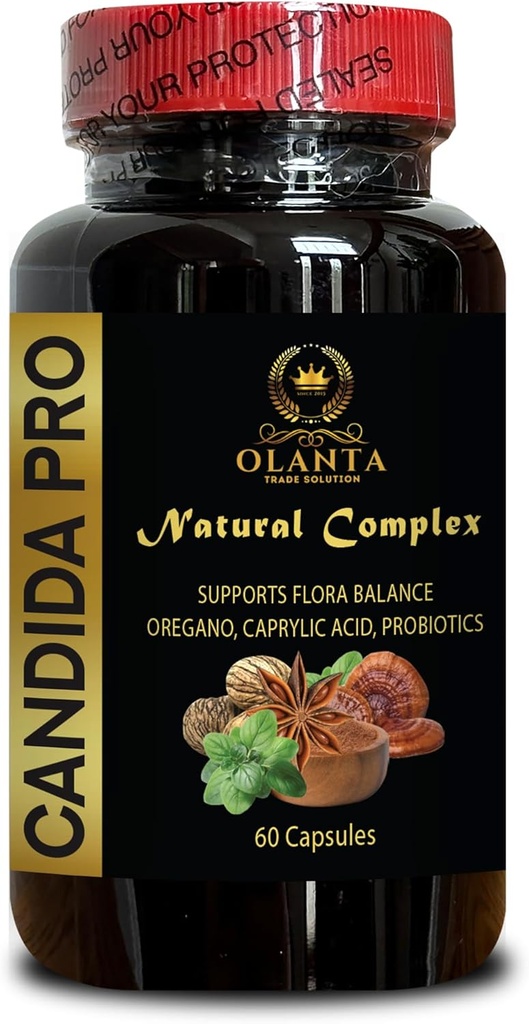 Candida PRO - All Natural Gut Cleanse, Flora Balance Control, Candida Supplement, Probiotic Complex, Oregano and Caprylic Acid - 1 Bottle