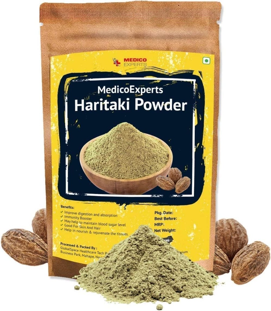 SENTA Haritaki Powder Organic - 400 GMS | 100% Pure Harde Powder | Kadukkai Powder | Harad Powder | Inknut Powder for Dark Circles, Face, Skin & Healthy Digestion