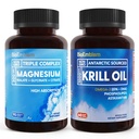 BioEmblem Triple Magnesium Complex och Antarctic Krill Oil, stöder sömn och hjärnhälsa, hjärta och gemensam hälsa, främjar kardiovaskulär hälsa och stöder avkoppling