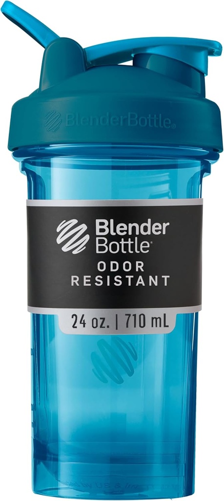 BlenderBottle Shaker Bottle Pro Series Perfekt för Protein Shakes och Pre Workout, 24-Ounce, Ocean Blue