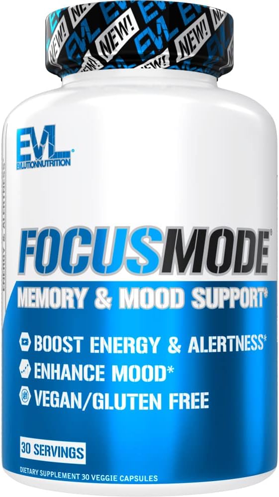 Evlution Mental Energy and Focus Supplement for Adults - Nootropics Brain Support Supplement med koffein L Theanine Alpha GPC och Huperzine A Nutrition Focus Pills för hållbar Peak Performance