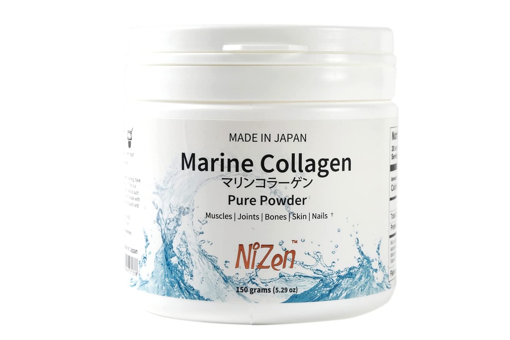 Nizen Marine Collagen Pure Powder, Hydrolyzed Peptides Easy-to-Digest Amino Acids Supplement. Unflavored. Icke-klumpning. Tillverkad i Japan. 5.29oz