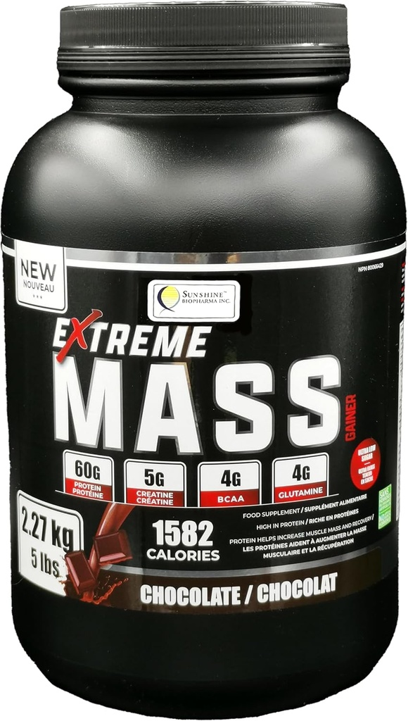 Extreme Mass Gainer Muscle Builder, 5 lbs (2,27 kg) Låg socker hög kalorier för intensiv träning