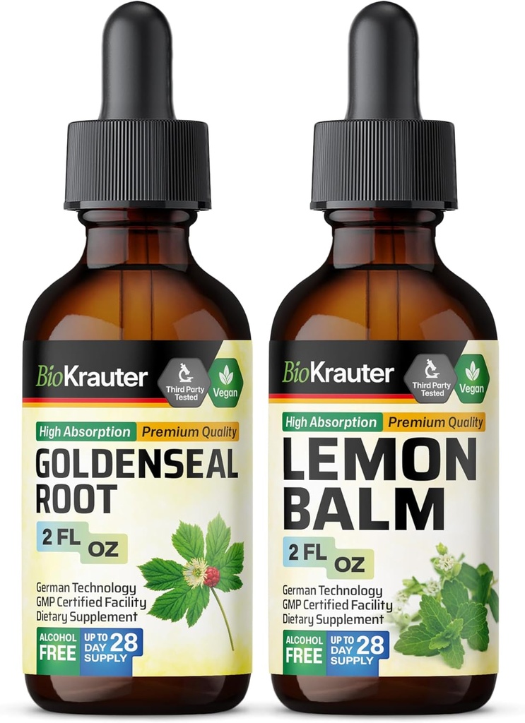 BIO KRAUTER Goldenseal Tincture 2 Fl. Oz. & Lemon Balm Tinkture 2 Fl. Oz.