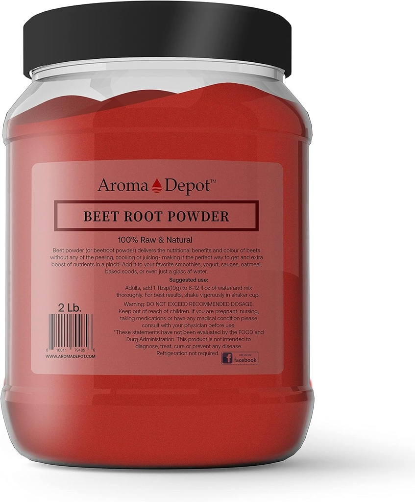 Beet Root Powder 2 lb. av Aroma Depot Raw & Non-GMO I Vegan & Gluten Free I Nitric Oxide Booster I Booster I Boost Stamina och ökar energi Immune System Booster I 100% Natural