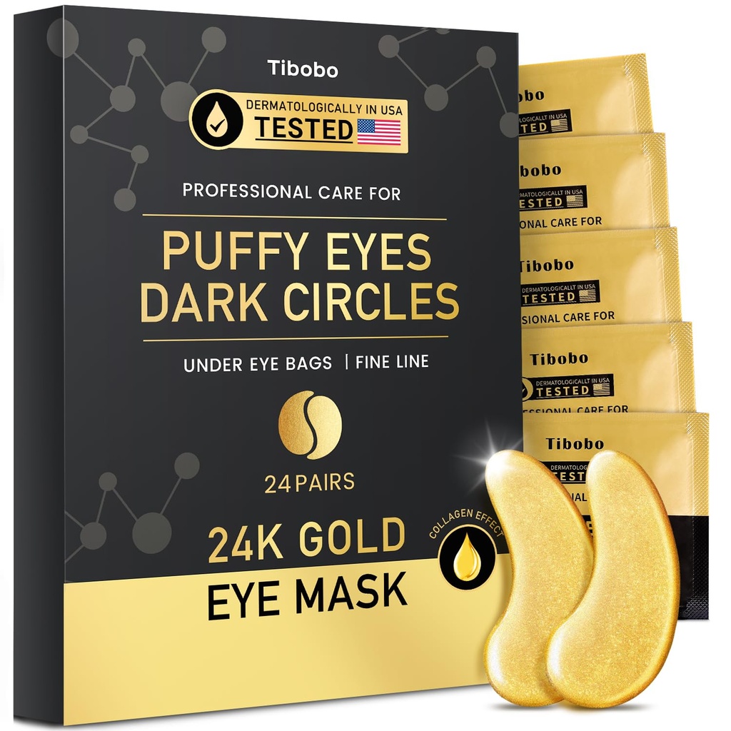 Under Eye Patches (24 Pairs) - 24K Gold Eye Masks berikade med riklig Collagen | Minska mörka cirklar och puffiness | Anti-Aging, Smooth Fine Line, Nourish Skin - Gåvor för kvinnor hudvård