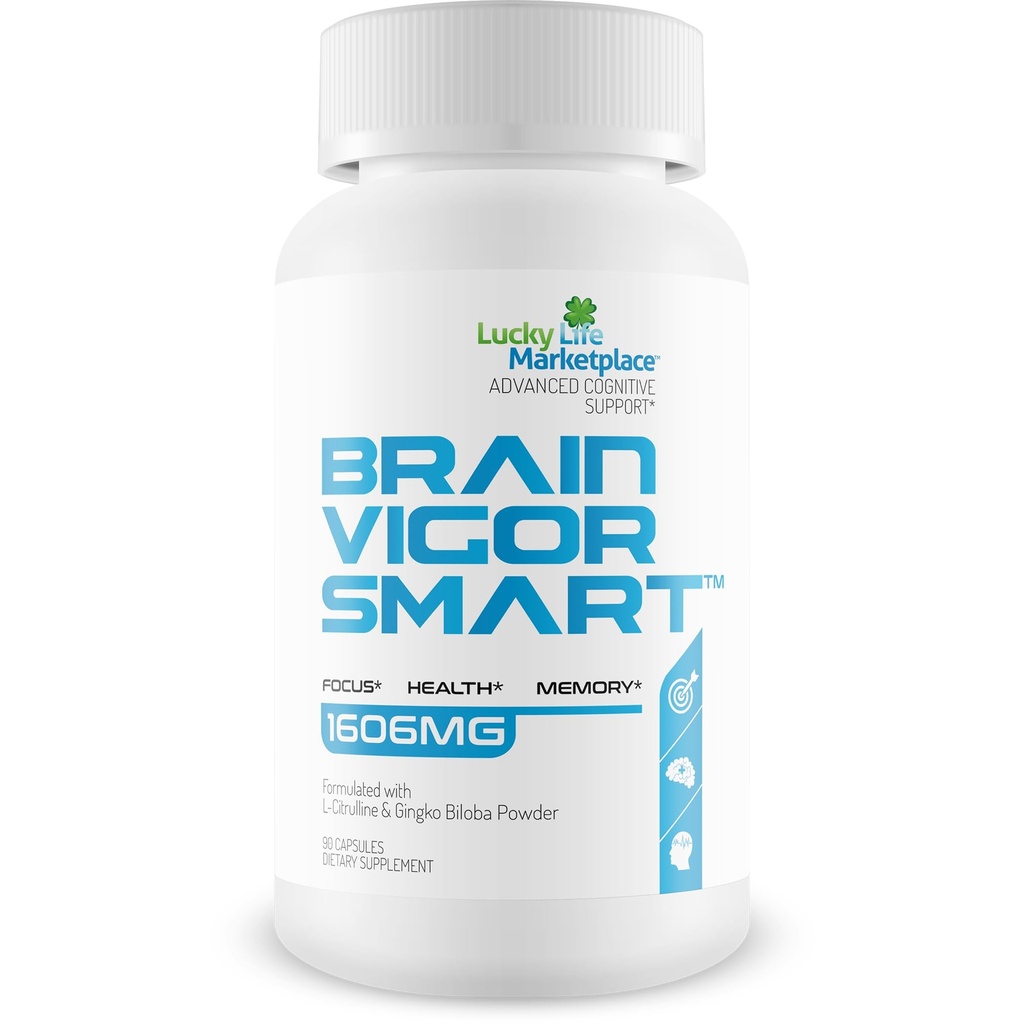 Brain Vigor Smart Brain Booster - extra styrka stöd för fokus, hälsa och minne - Förbättrad formel tillverkad med Lion's Mane Mushroom & Ginkgo Biloba - Våra bästa hjärn Vigor Smart Pills