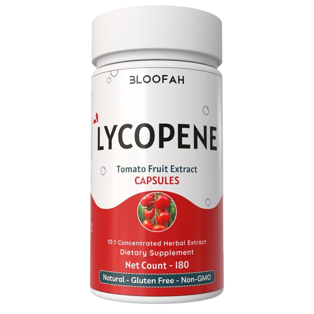 Lycopene Tomato Extract 500mg kapslar | Natural Lycopene Rich Herbal Supplement | Naturligtvis uppkommande karotenoid | 100% ren, icke-GMO & Gluten fri formel - 180 greve